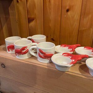 intage    1950s Lobster Cup set of 4 each    hot water cup  & melted butter cup